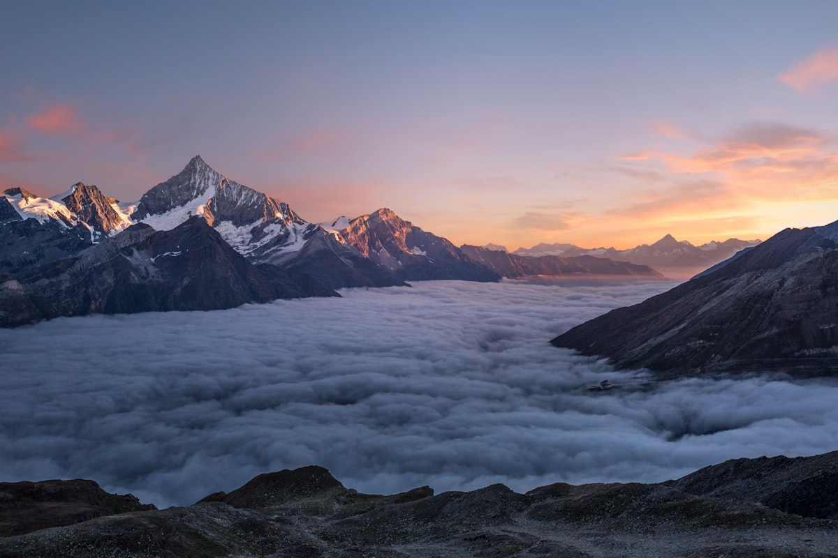 Sunrise over mountain ridgeline
